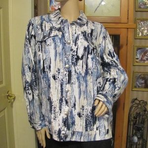 CJ Banks Blue & White Lite Weight Jacket 3X